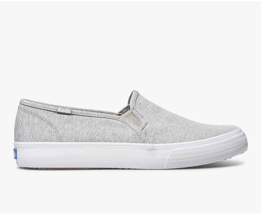 Slip Ons Keds Mujer Grises - Double Decker Heathered Woven - 7806-QVAKD